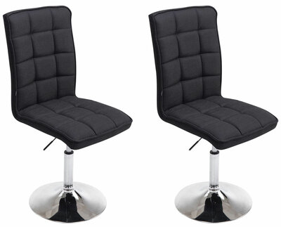 Set van 2 Eetkamerstoelen Pikeng Stof zwart, Zwart