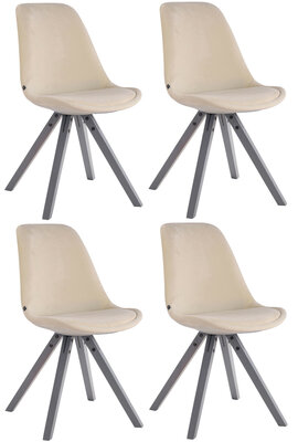 Set van 4 Stoelen Teulouso Vierkant frame - Fluweel Creme,grijs