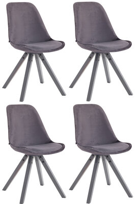 Set van 4 Stoelen Teulouso Vierkant frame - Fluweel donkergrijs,grijs, Grijs