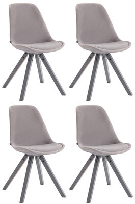 Set van 4 Stoelen Teulouso Vierkant frame - Fluweel grijs,grijs, Grijs