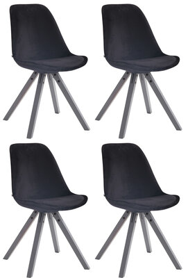 Set van 4 Stoelen Teulouso Vierkant frame - Fluweel zwart,grijs, Zwart