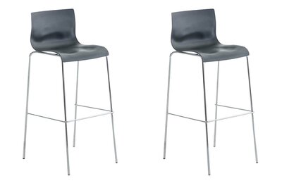 Set van 2 barkrukken Heovor kunststof grijs,chroom, Grijs