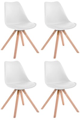 Set van 4 stoelen Teulouso - Vierkant - Kunstleer wit,natura, Wit