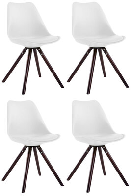 Set van 4 eetkamerstoelen Teulouso kunstleer rond wit,cappuccino, Wit