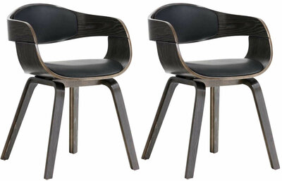 Set van 2 Kongstin Stoelen Kunstleer zwart/grijs, Grijs