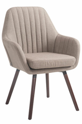 Retro eetkamerstoel Flarion, stof Taupe,walnoot