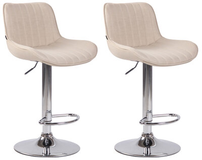 Set van 2 barkrukken Lintine stof Creme,chroom