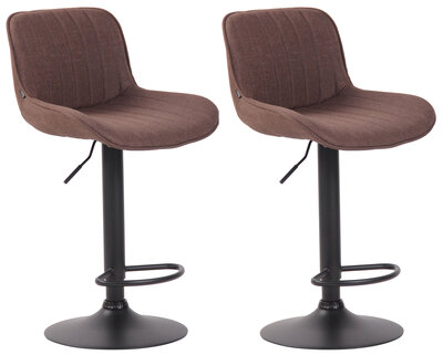 Set van 2 barkrukken Lintine stof bruin,zwart, Bruin