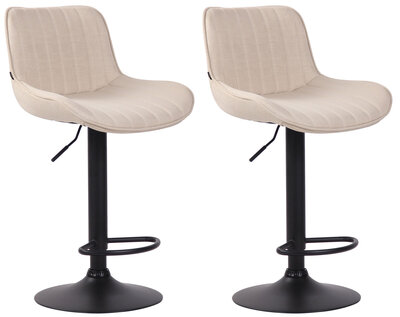 Set van 2 barkrukken Lintine stof Creme,zwart