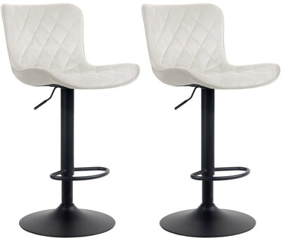 Set van 2 barkrukken Amme Creme,Fluweel