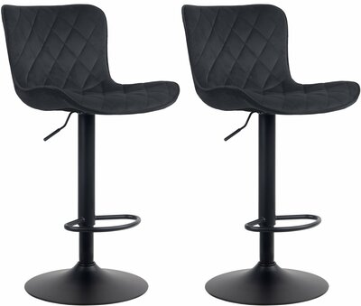 Set van 2 barkrukken Amme zwart,Fluweel, Zwart