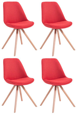 Set van 4 eetkamerstoelen Teulouso stof rond rood,natura, Rood