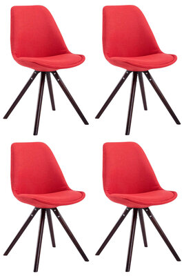 Set van 4 eetkamerstoelen Teulouso stof rond rood,cappuccino, Rood