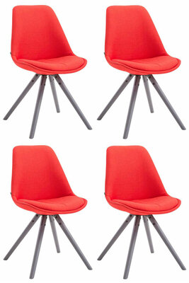 Set van 4 eetkamerstoelen Teulouso stof rond rood,grijs, Rood