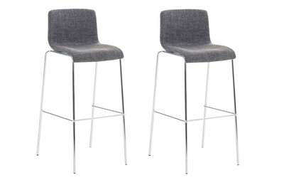 Set van 2 barkrukken Heovor Stof licht grijs,chroom, Grijs
