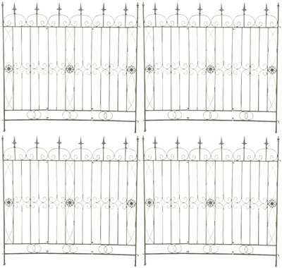 Set van 4 tuinhekken Mongald antiek/groen, Groen