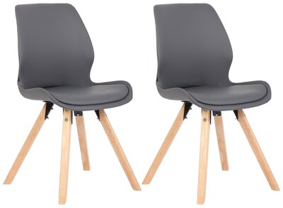 Set van 2 eetkamerstoelen Lanu grijs,Kunstleer, Grijs