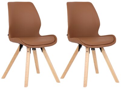 Set van 2 eetkamerstoelen Lanu licht bruin,Kunstleer, Bruin