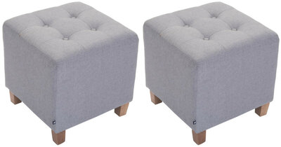 Set van 2 hockers Phoraa licht grijs, Grijs