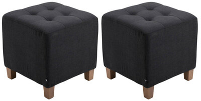 Set van 2 hockers Phoraa zwart, Zwart
