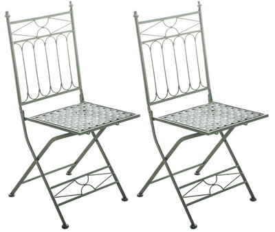 Set van 2 Klapstoelen Iseni antiek/groen, Groen