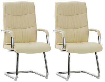 Set van 2 Cora eetkamerstoelen - Kunstleer Creme