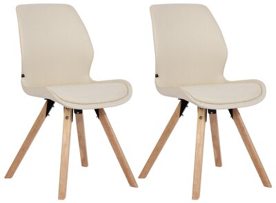 Set van 2 eetkamerstoelen Lanu Creme,Stof