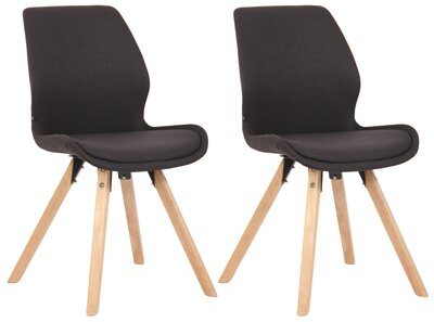 Set van 2 eetkamerstoelen Lanu zwart,Stof, Zwart