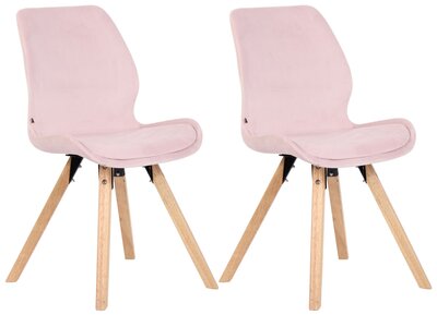 Set van 2 eetkamerstoelen Lanu roze,Fluweel,