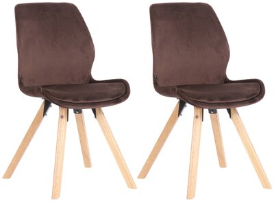 Set van 2 eetkamerstoelen Lanu bruin,Fluweel, Bruin