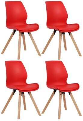 Set van 4 eetkamerstoelen Lanu rood,Kunststof, Rood
