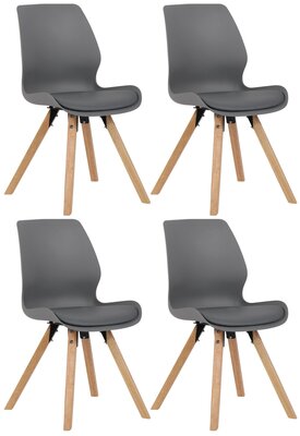 Set van 4 eetkamerstoelen Lanu grijs,Kunststof, Grijs