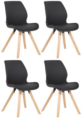 Set van 4 eetkamerstoelen Lanu zwart,Kunstleer, Zwart