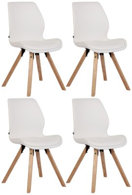 Set van 4 eetkamerstoelen Lanu wit,Kunstleer, Wit