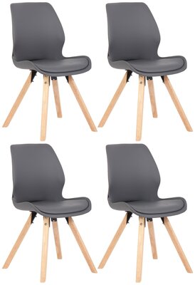 Set van 4 eetkamerstoelen Lanu grijs,Kunstleer, Grijs