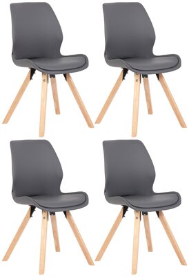 Set van 4 eetkamerstoelen Lanu grijs,Kunstleer, Grijs