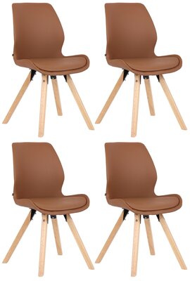 Set van 4 eetkamerstoelen Lanu licht bruin,Kunstleer, Bruin