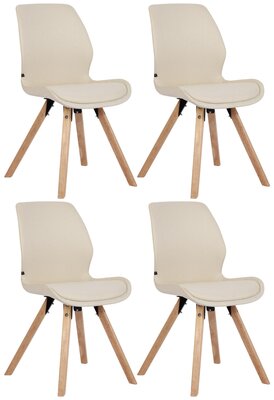 Set van 4 eetkamerstoelen Lanu Creme,Stof