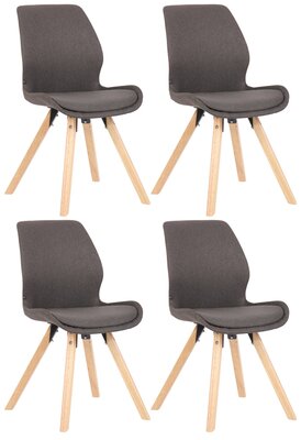 Set van 4 eetkamerstoelen Lanu donkergrijs,Stof, Grijs