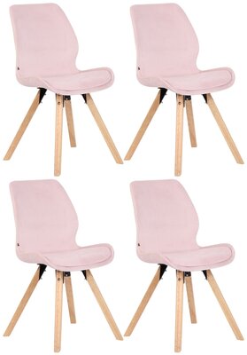 Set van 4 eetkamerstoelen Lanu roze,Fluweel,