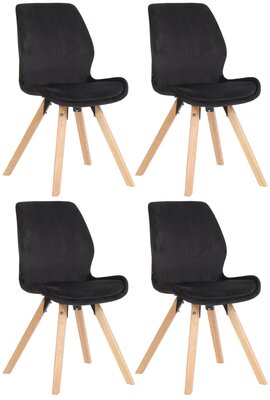 Set van 4 eetkamerstoelen Lanu zwart,Fluweel, Zwart