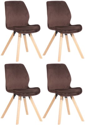 Set van 4 eetkamerstoelen Lanu bruin,Fluweel, Bruin