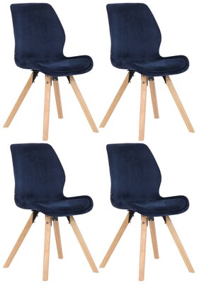 Set van 4 eetkamerstoelen Lanu Blauww,Fluweel
