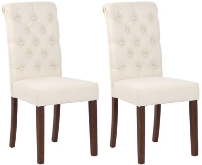 Set van 2 Lusbirn eetkamerstoelen Creme,Stof