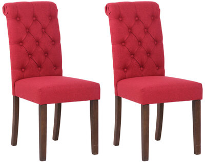 Set van 2 Lusbirn eetkamerstoelen rood,Stof, Rood