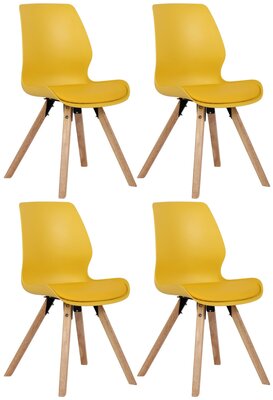 Set van 4 eetkamerstoelen Lanu geel,Kunststof, Geel