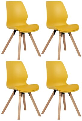 Set van 4 eetkamerstoelen Lanu geel,Kunststof, Geel