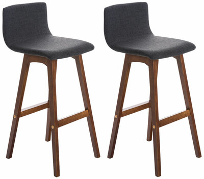 Set van 2 barkrukken Tuunas Stof donkergrijs,walnoot, Grijs