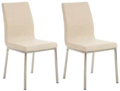 Set van 2 eetkamerstoelen Calmor stof Creme