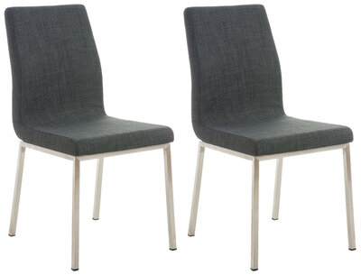 Set van 2 eetkamerstoelen Calmor stof donkergrijs, Grijs